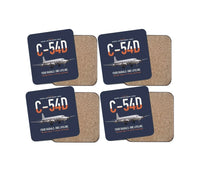 Thumbnail for C-54D Skymaster design on navy blue 4 pieces set coaster