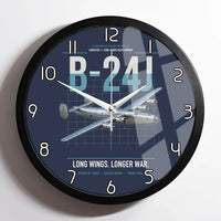 Thumbnail for B-24J Liberator design on navy blue framed wall clock