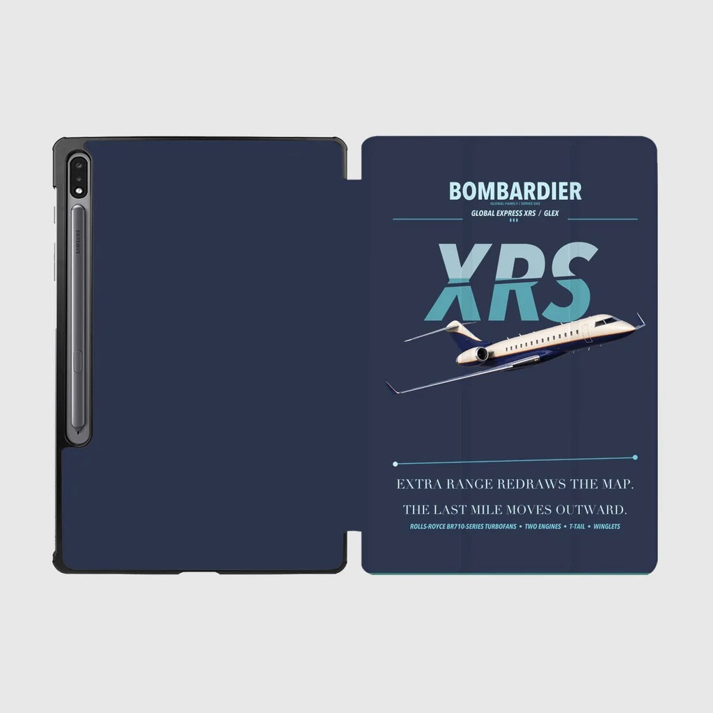 Bombardier Global Express XRS design on navy blue samsung tablet tablet case