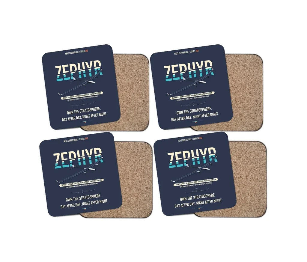 Airbus Zephyr S design on navy blue 4 pieces set coaster