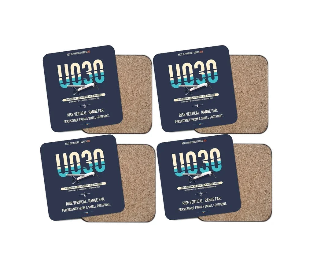 Airbus U030 Flexrotor design on navy blue 4 pieces set coaster