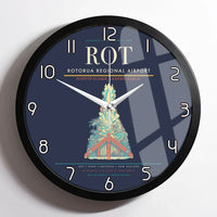 Thumbnail for Rotorua Regional Airport (ROT) design on navy blue framed wall clock