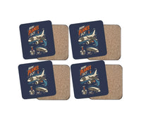 Thumbnail for How Planes Fly V2 design on navy blue 4 pieces set coaster