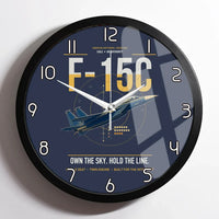 Thumbnail for F-15C Eagle design on navy blue framed wall clock