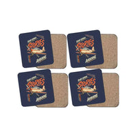 Thumbnail for Years Served Stories Airborne design on navy blue 4 pieces set coaster