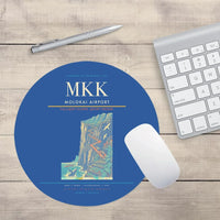 Thumbnail for Molokai Airport (MKK) design on blue round mouse pad
