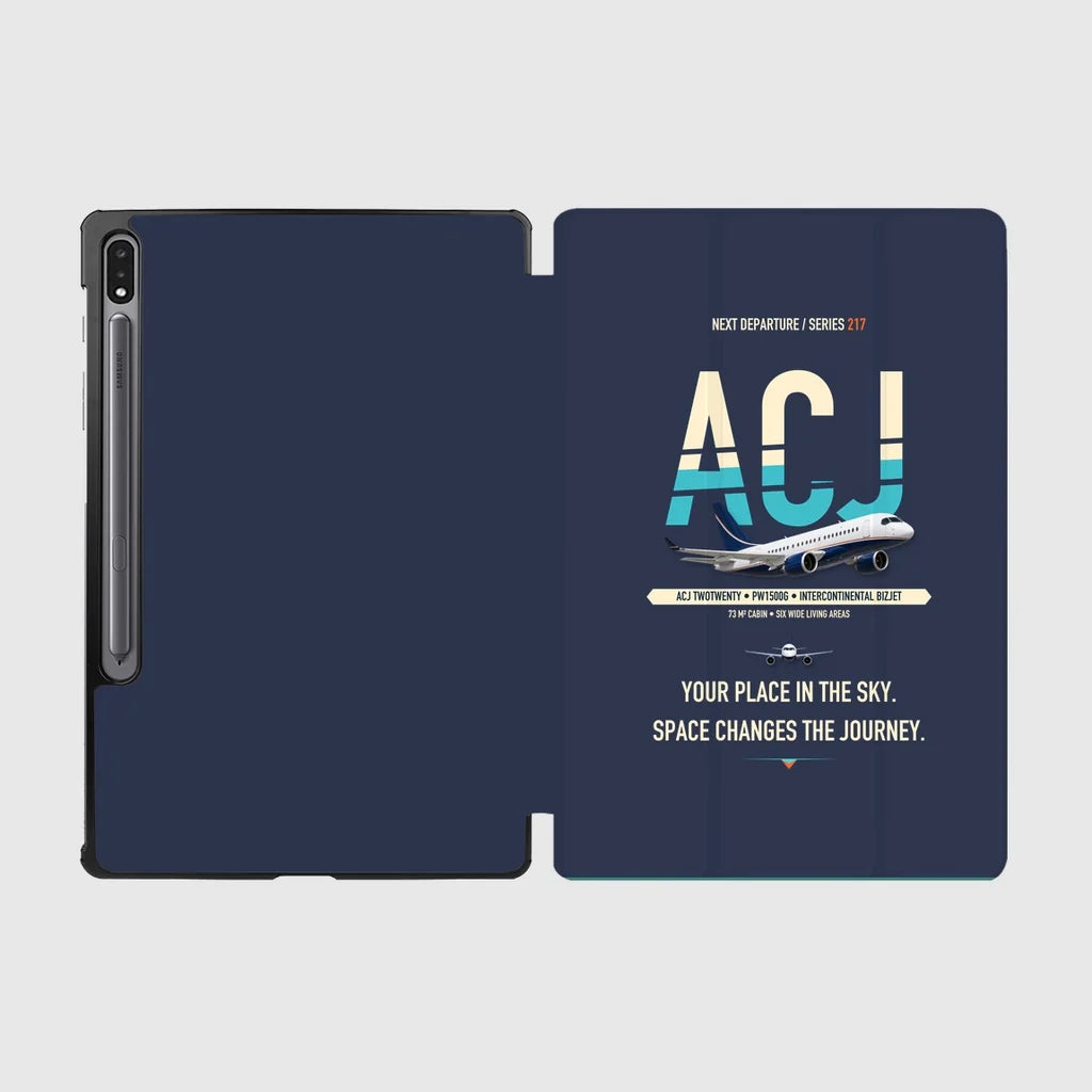 Airbus ACJ TwoTwenty design on navy blue samsung tablet tablet case