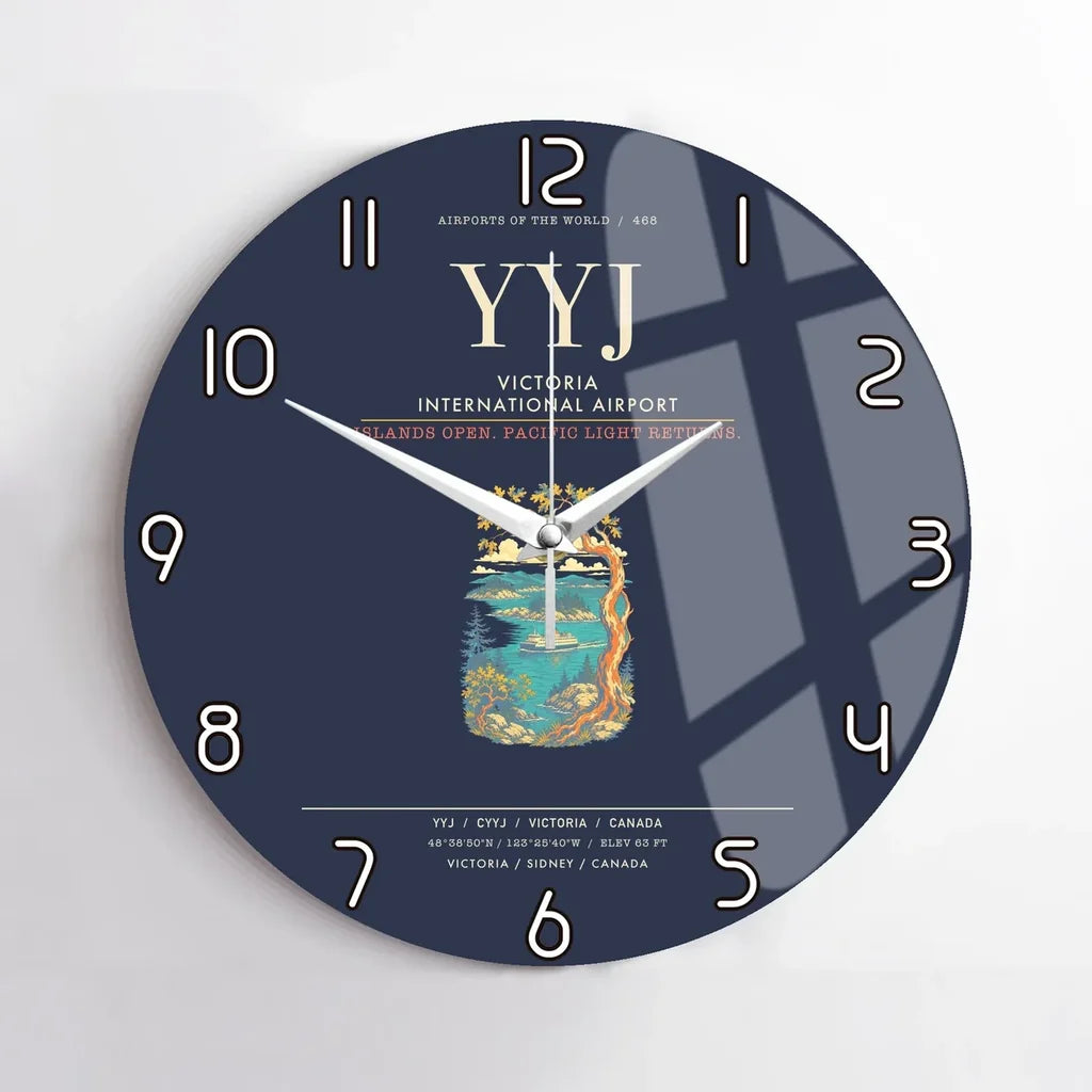 Victoria International Airport YYJ Wall-Clock No-Frame - Navy Blue