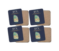 Thumbnail for Rovaniemi Airport (RVN) design on navy blue 4 pieces set coaster