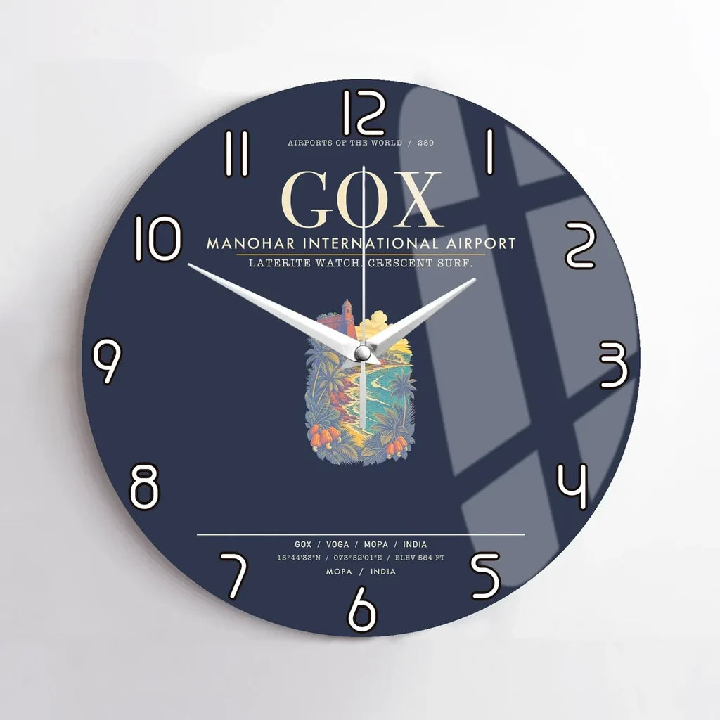 Manohar International Airport Mopa GOX Wall-Clock No-Frame - Navy Blue