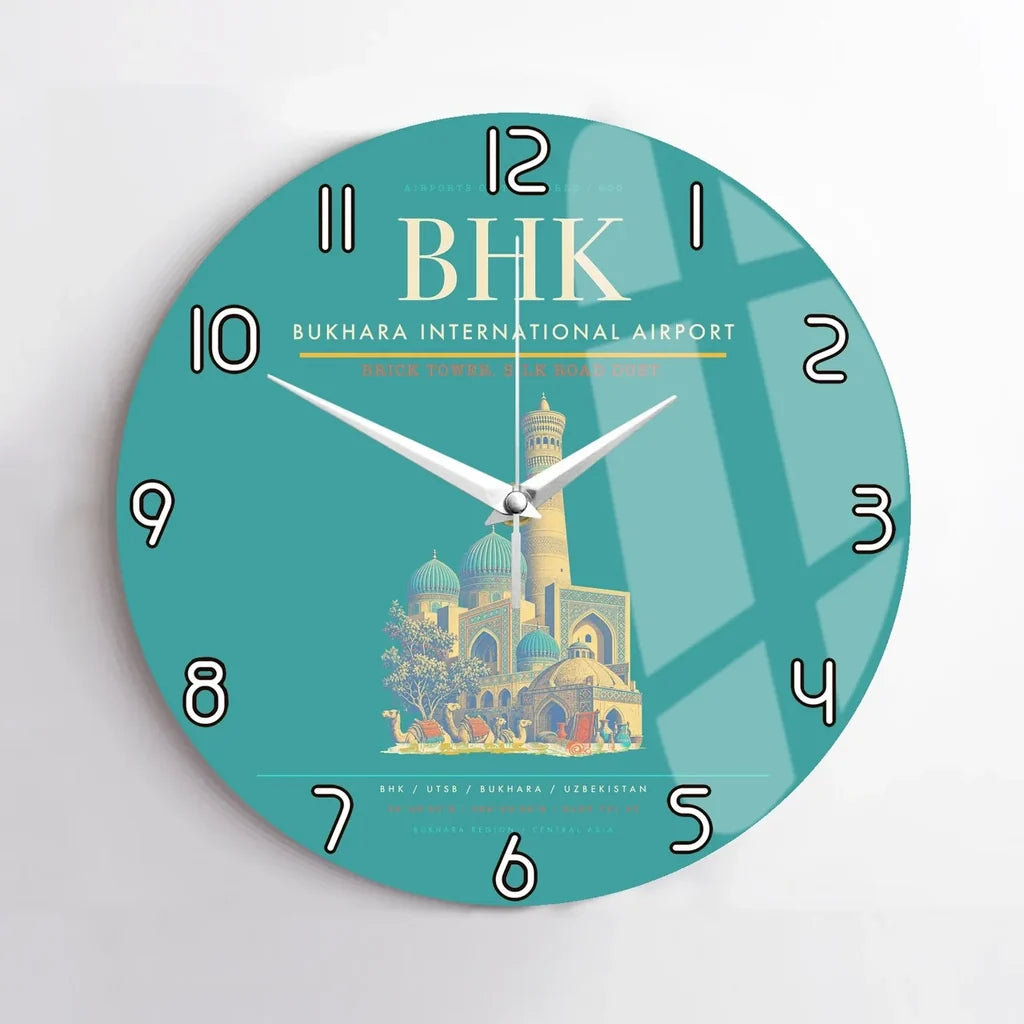 Bukhara International Airport BHK Wall-Clock No-Frame - Turquoise