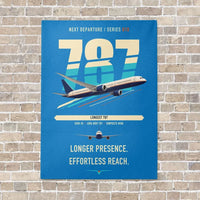 Thumbnail for Boeing 787-10 Dreamliner vertical canvas print - no frame - turquoise background