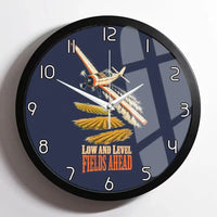 Thumbnail for Low And Level Fields Ahead design on navy blue framed wall clock