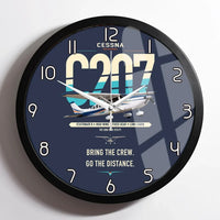 Thumbnail for Cessna T207A Stationair 8 design on navy blue framed wall clock