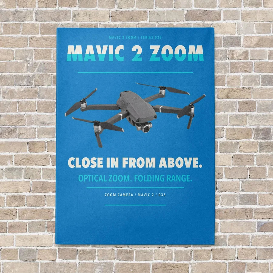DJI Mavic 2 Zoom vertical canvas print - no frame - turquoise background