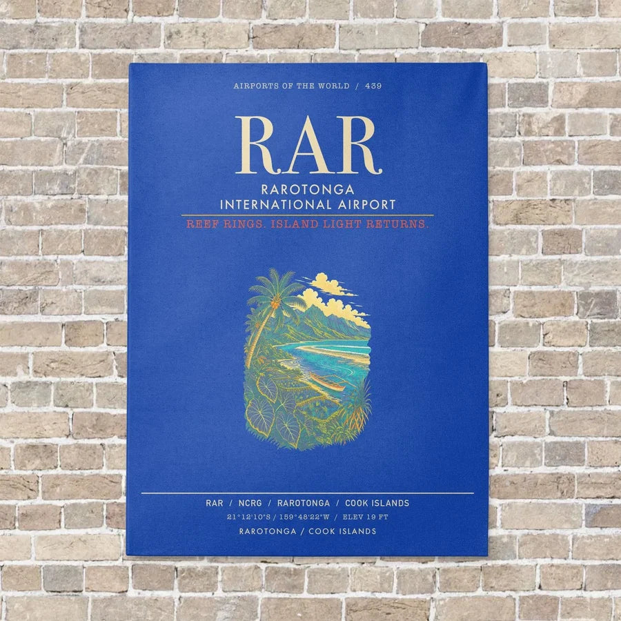 Rarotonga International Airport RAR - Canvas Framed - Blue