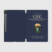 Thumbnail for Spokane International Airport (GEG) design on navy blue samsung tablet tablet case