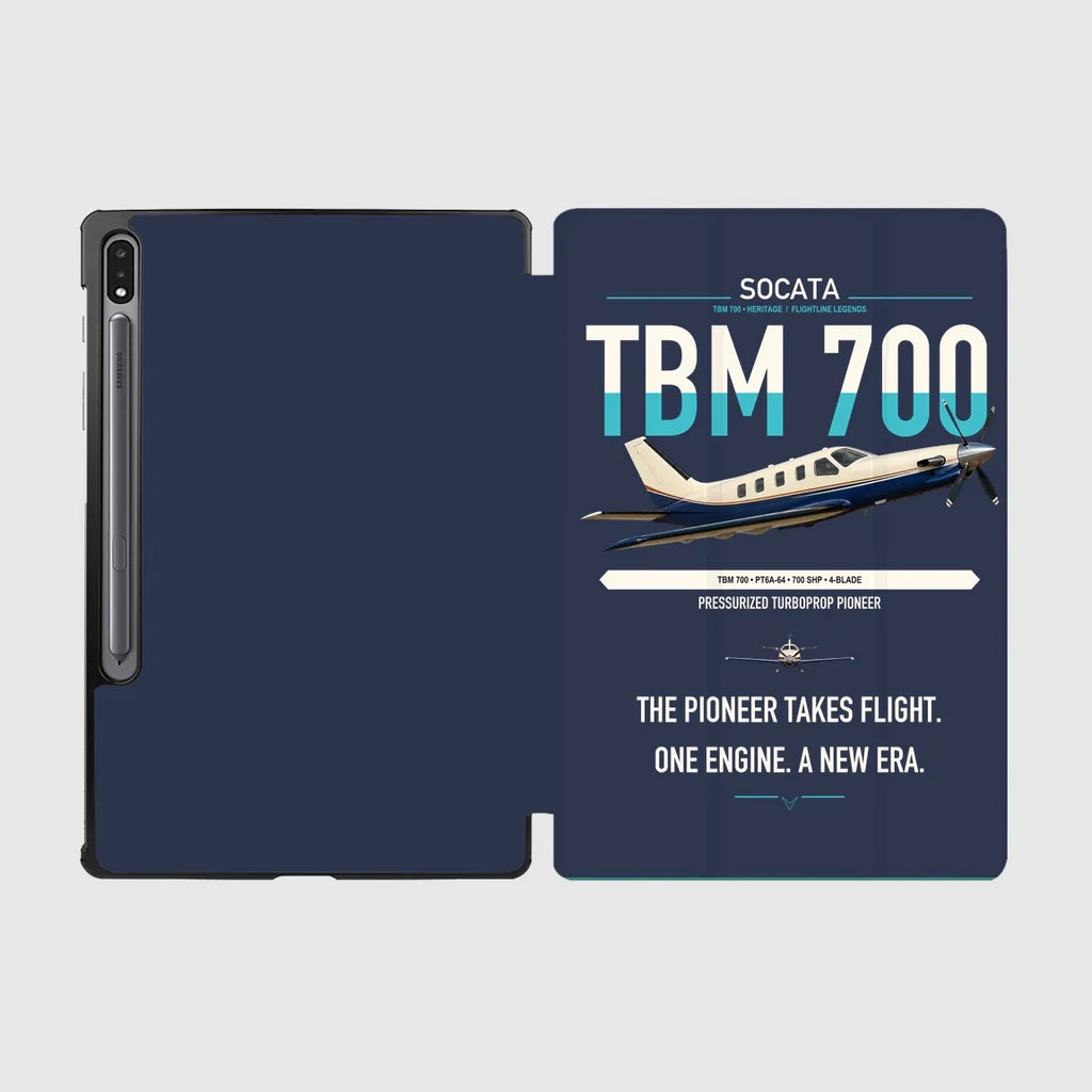 Socata TBM 700 design on navy blue samsung tablet tablet case