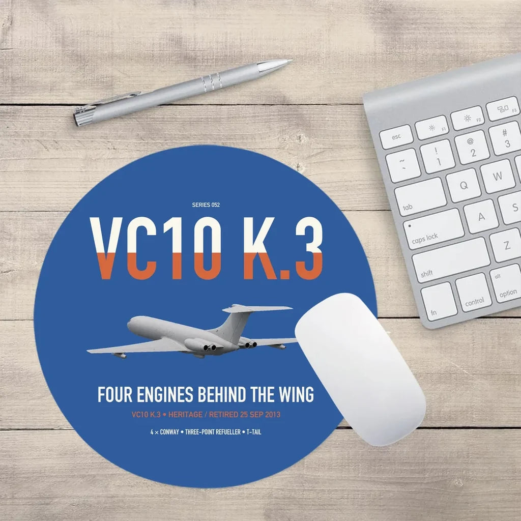 Vickers VC10 K.3 design on blue round mouse pad