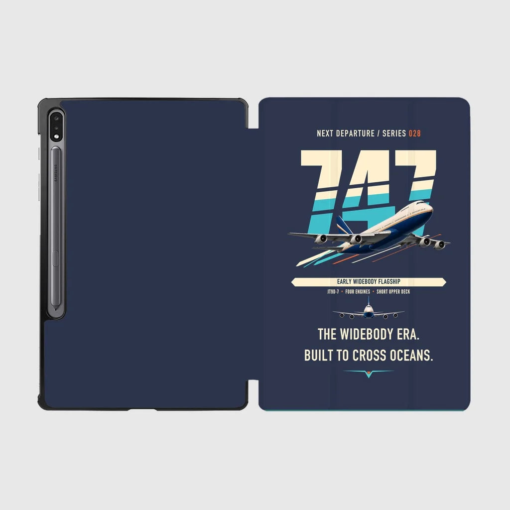 Boeing 747-200B design on navy blue samsung tablet tablet case