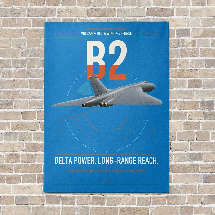 Avro Vulcan B2 vertical canvas print - no frame - turquoise background