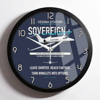 Thumbnail for Cessna Citation Sovereign+ design on navy blue framed wall clock
