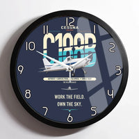 Thumbnail for Cessna A188B AgTruck design on navy blue framed wall clock