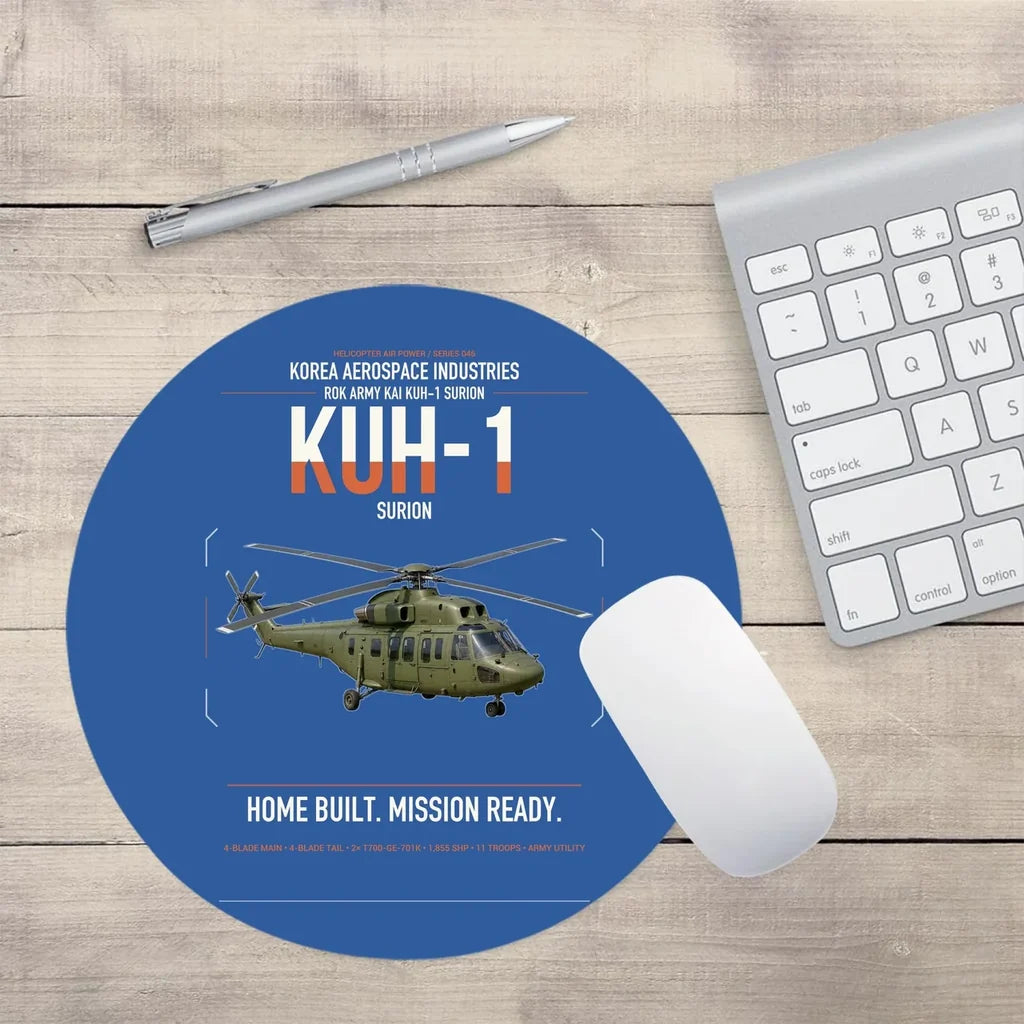 Korea Aerospace Industries KUH-1 Surion design on blue round mouse pad