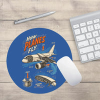 Thumbnail for How Planes Fly V2 design on blue round mouse pad