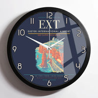 Thumbnail for Exeter International Airport (EXT) design on navy blue framed wall clock