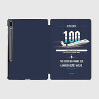 Thumbnail for Fokker 100 design on navy blue samsung tablet tablet case