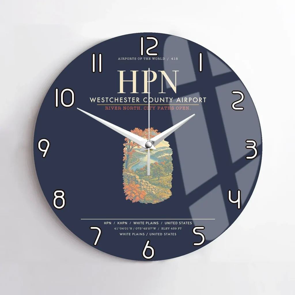 Westchester County Airport HPN Wall-Clock No-Frame - Navy Blue