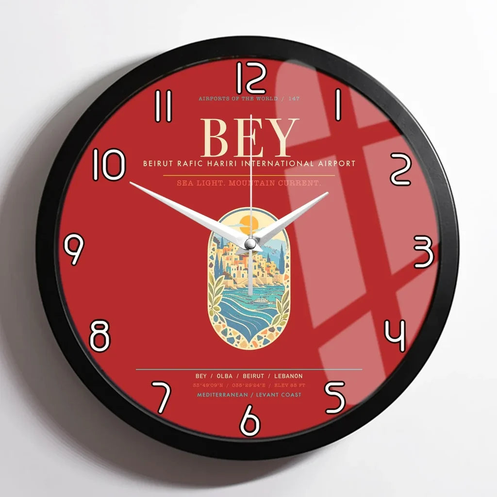 Beirut Rafic Hariri International Airport BEY - Levantine Sea Current Wall-Clock Framed - Red