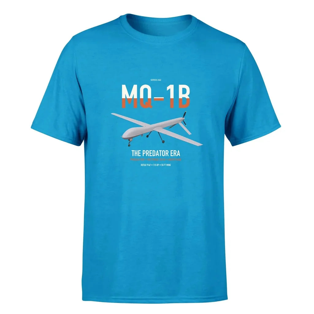 MQ-1B Predator design on turquoise double-side t-shirt, single-side print
