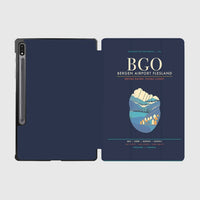 Thumbnail for Bergen Airport Flesland BGO - Seven-Rain Fjord Tapestry - Navy Blue