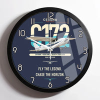 Thumbnail for Cessna 172 Skyhawk design on navy blue framed wall clock