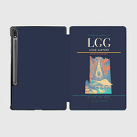 Thumbnail for Liège Airport (LGG) design on navy blue samsung tablet tablet case
