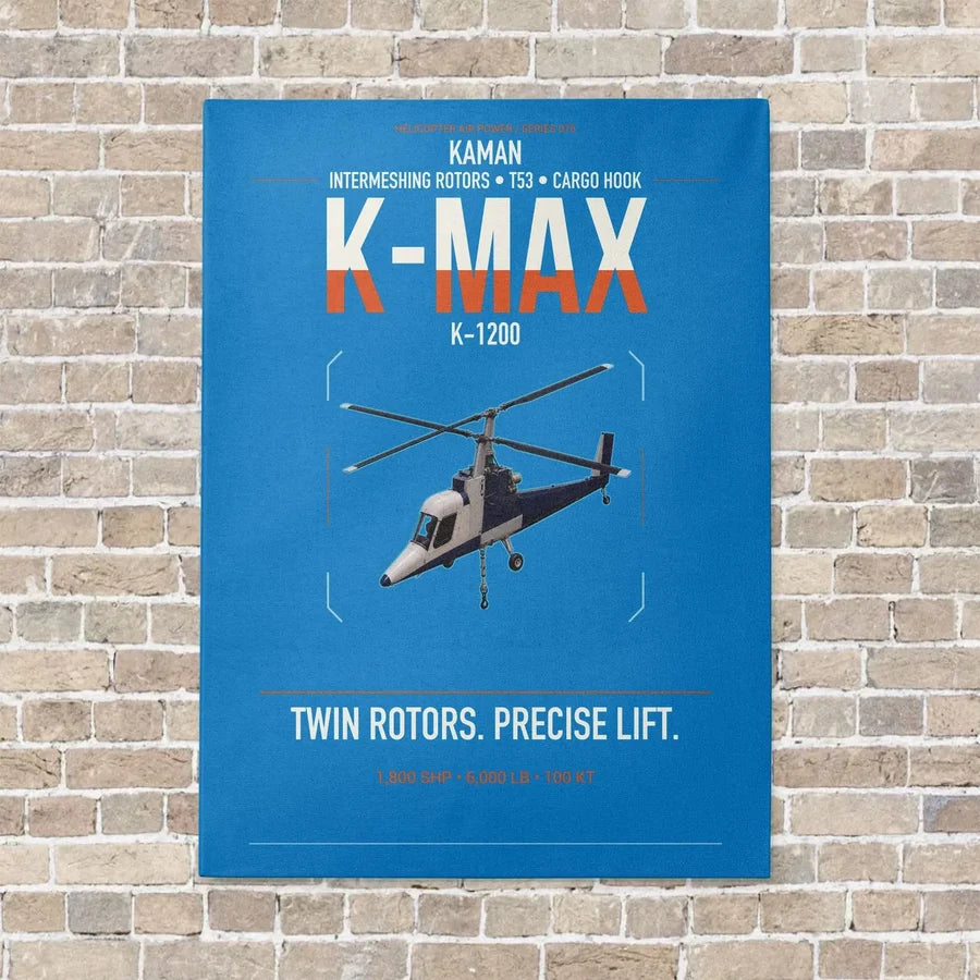 Kaman K-1200 K-MAX vertical canvas print - no frame - turquoise background