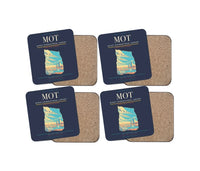 Thumbnail for Minot International Airport (MOT) design on navy blue 4 pieces set coaster