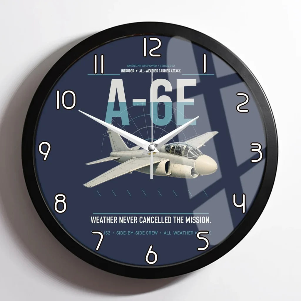 A-6E Intruder design on navy blue framed wall clock