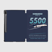 Thumbnail for Bombardier Global 5500 design on navy blue samsung tablet tablet case