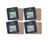 Thumbnail for Regina International Airport (YQR) design on navy blue 4 pieces set coaster