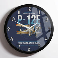 Thumbnail for Boeing P-12E design on navy blue framed wall clock
