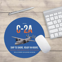 Thumbnail for C-2A Greyhound design on blue round mouse pad