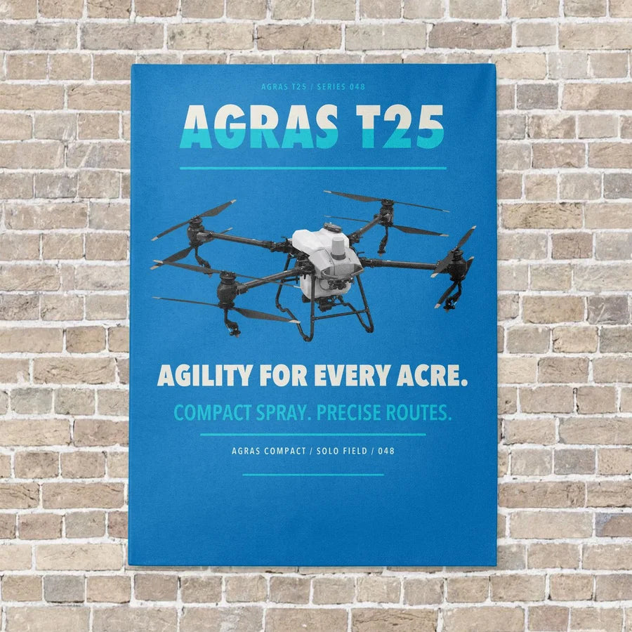 DJI Agras T25 vertical canvas print - no frame - turquoise background