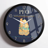 Thumbnail for Paphos International Airport (PFO) design on navy blue framed wall clock