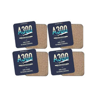 Thumbnail for Airbus A300-600R design on navy blue 4 pieces set coaster