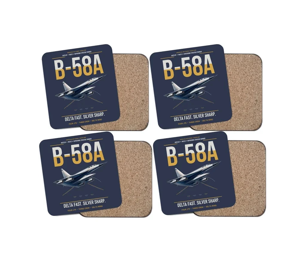 B-58A Hustler design on navy blue 4 pieces set coaster