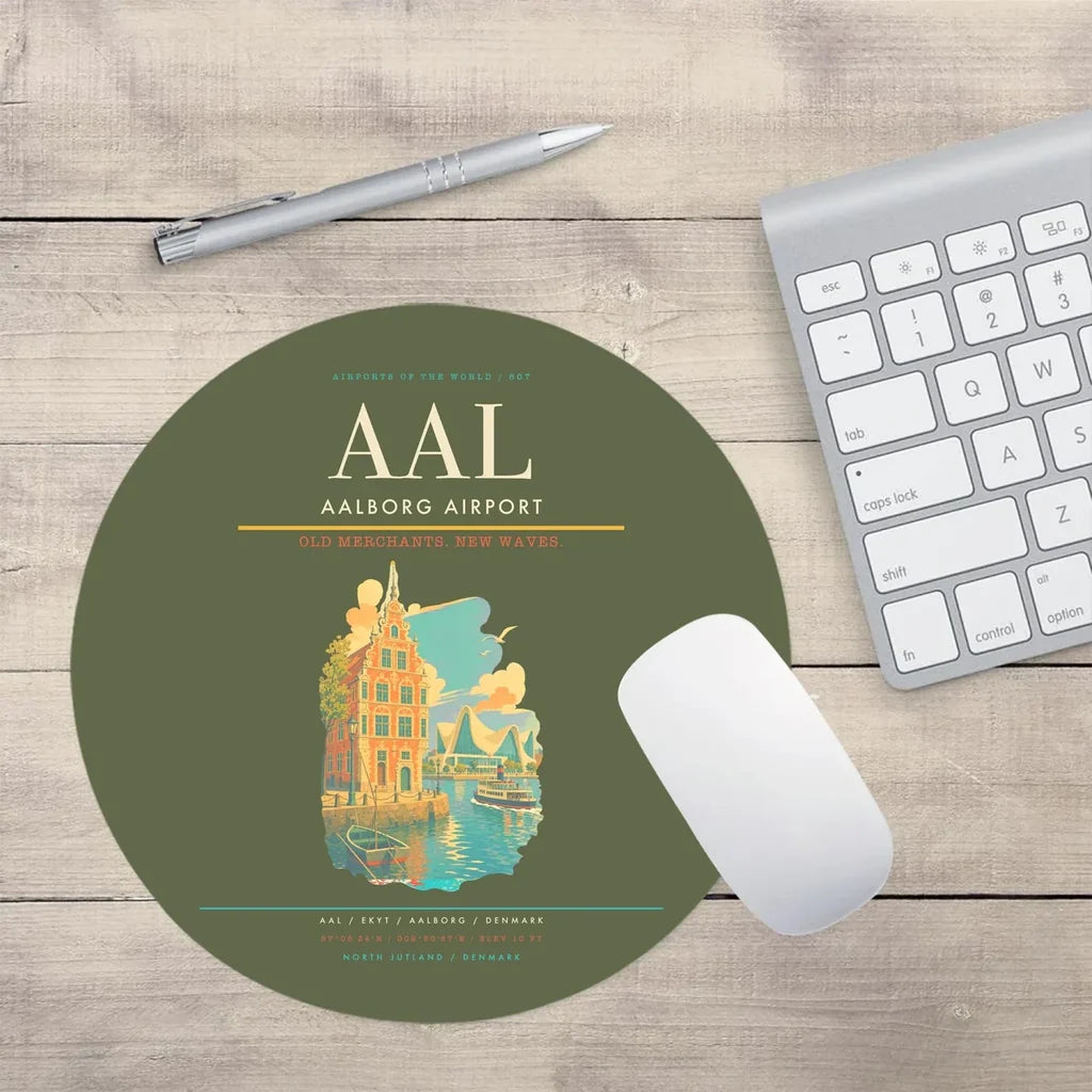 Aalborg Airport AAL Mouse-Pad Round - Green Army