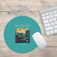 Thumbnail for VINTAGE G4535 - The Tyre Shop - Designed Mouse Pads design on turquoise round